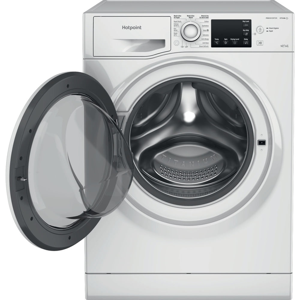 Hotpoint NDB9635WUK Washer Dryer, 9kg, 1400 Spin, White, D Rated