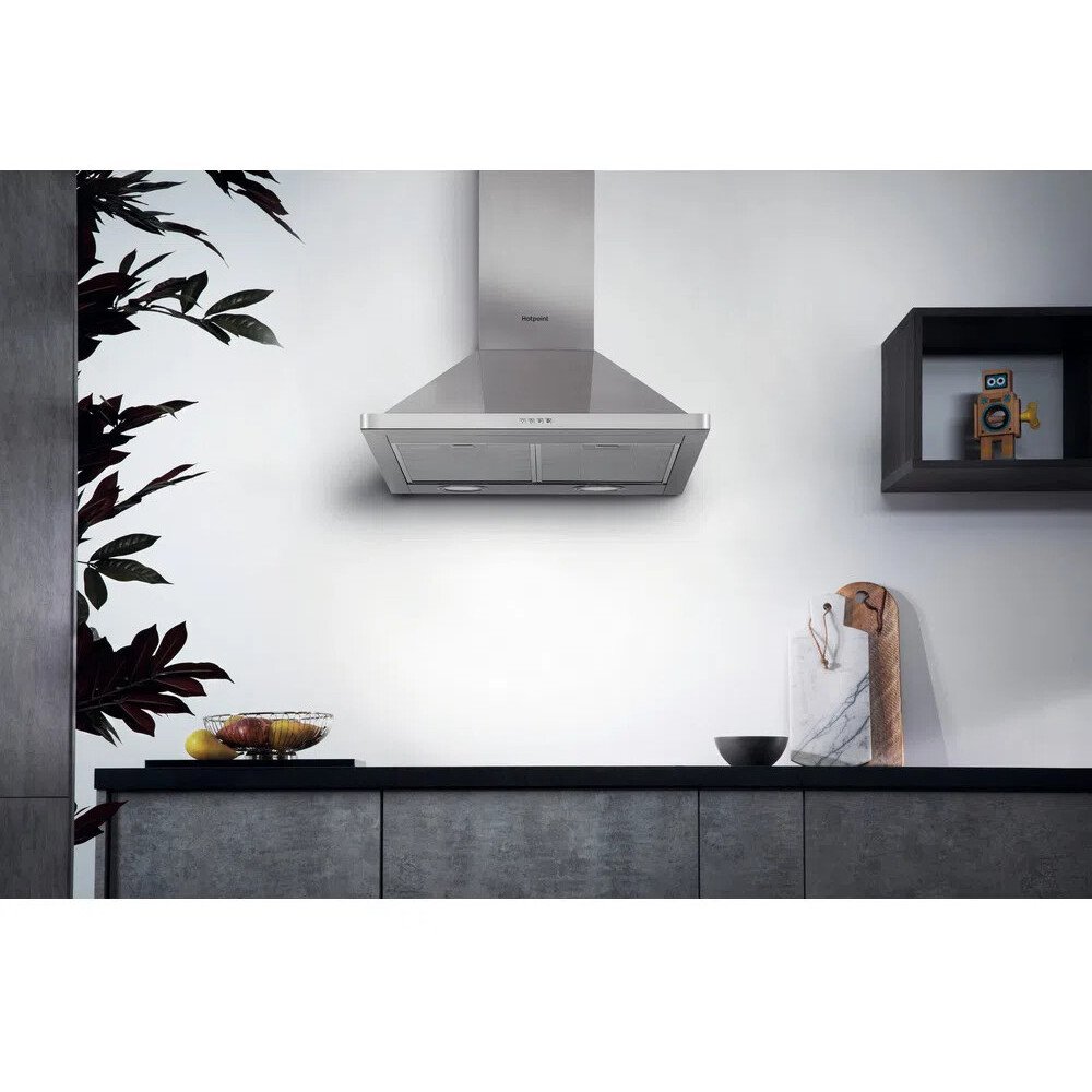 Hotpoint PHPN6.5FLMX/1 60cm Chimney Cooker Hood, Stainless Steel, D Rated