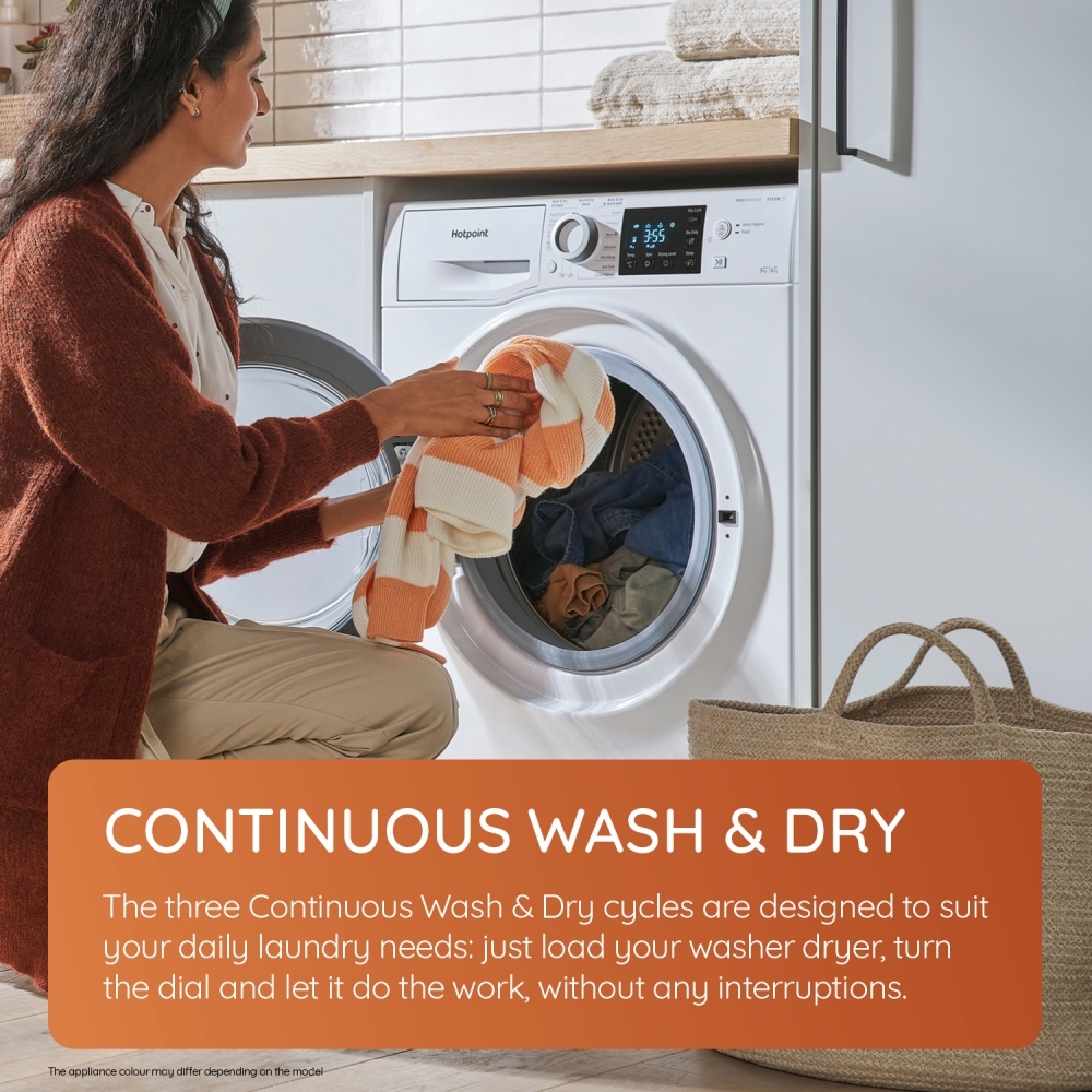 Hotpoint NDD8636BDAUK ActiveCare Washer Dryer, 8kg, 1400 Spin, Black, D