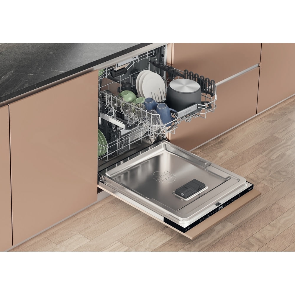 Hotpoint Hydroforce H8IHT59LSUK Fully Integrated Dishwasher, 14 Place Settings, B Rated