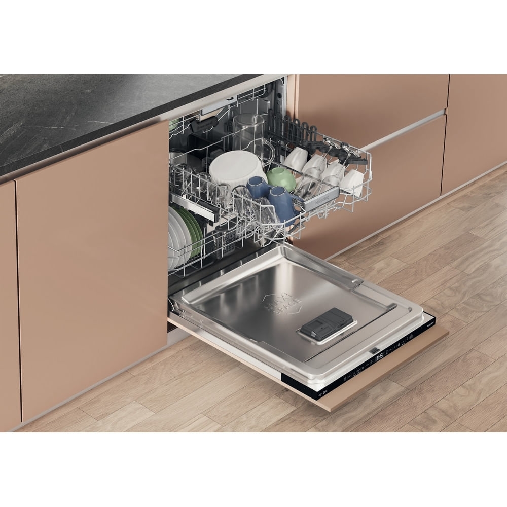 Hotpoint Hydroforce H8IHT59LSUK Fully Integrated Dishwasher, 14 Place Settings, B Rated