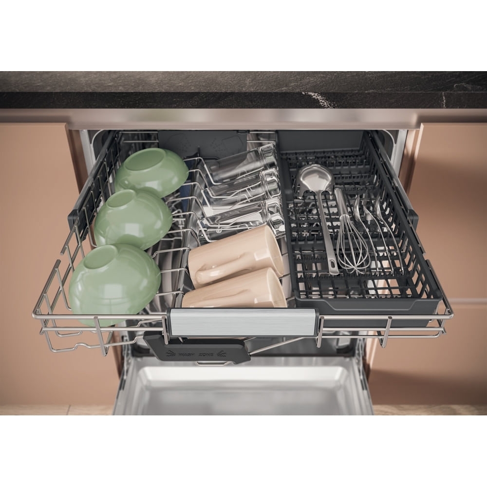 Hotpoint Hydroforce H8IHT59LSUK Fully Integrated Dishwasher, 14 Place Settings, B Rated