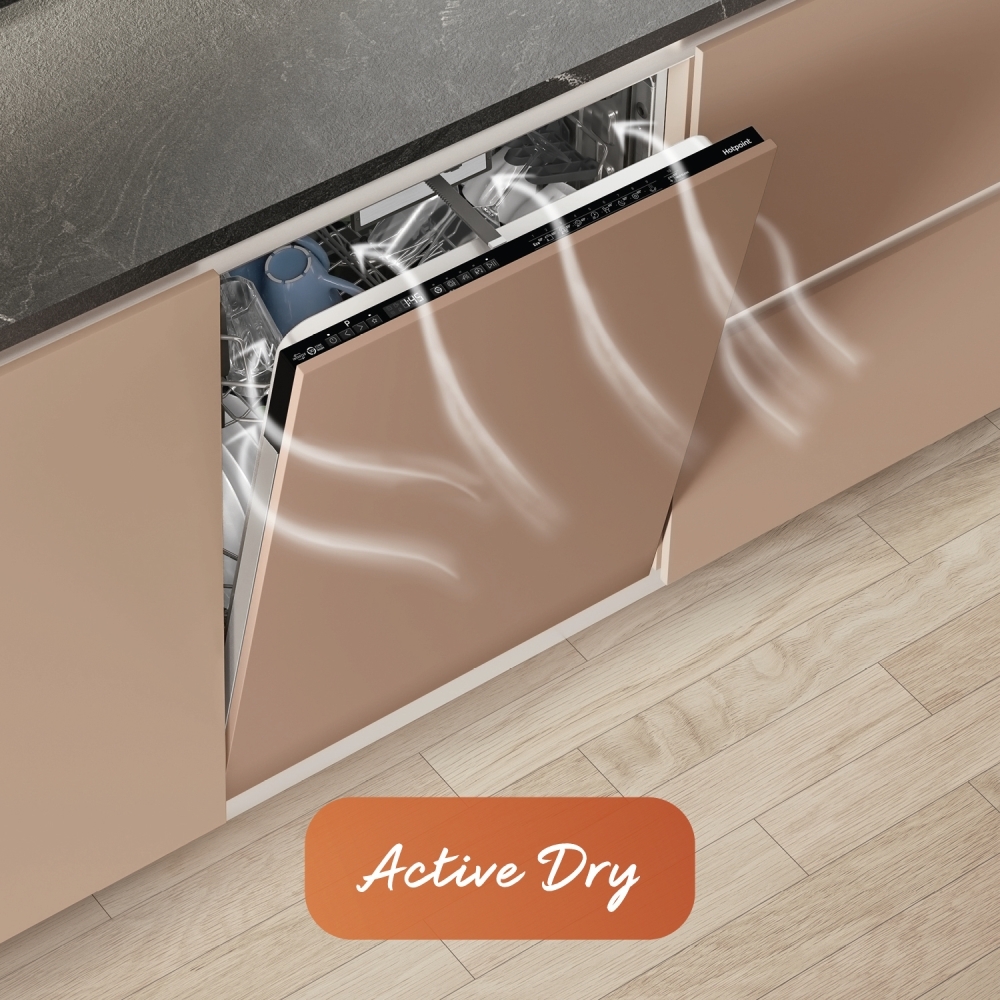 Hotpoint Hydroforce H8IHT59LSUK Fully Integrated Dishwasher, 14 Place Settings, B Rated