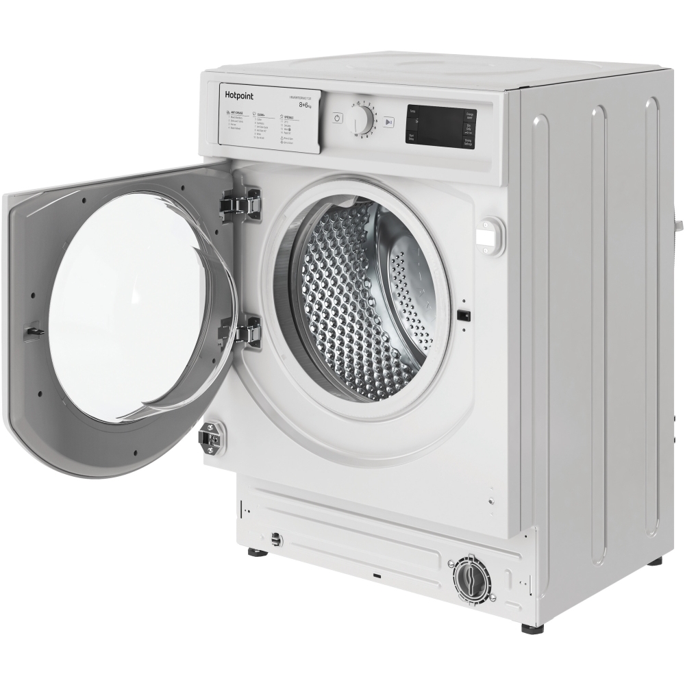 Hotpoint BIWDHG861485UK Integrated Washer Dryer, 8kg/6kg, 1400 Spin, White, D Rated