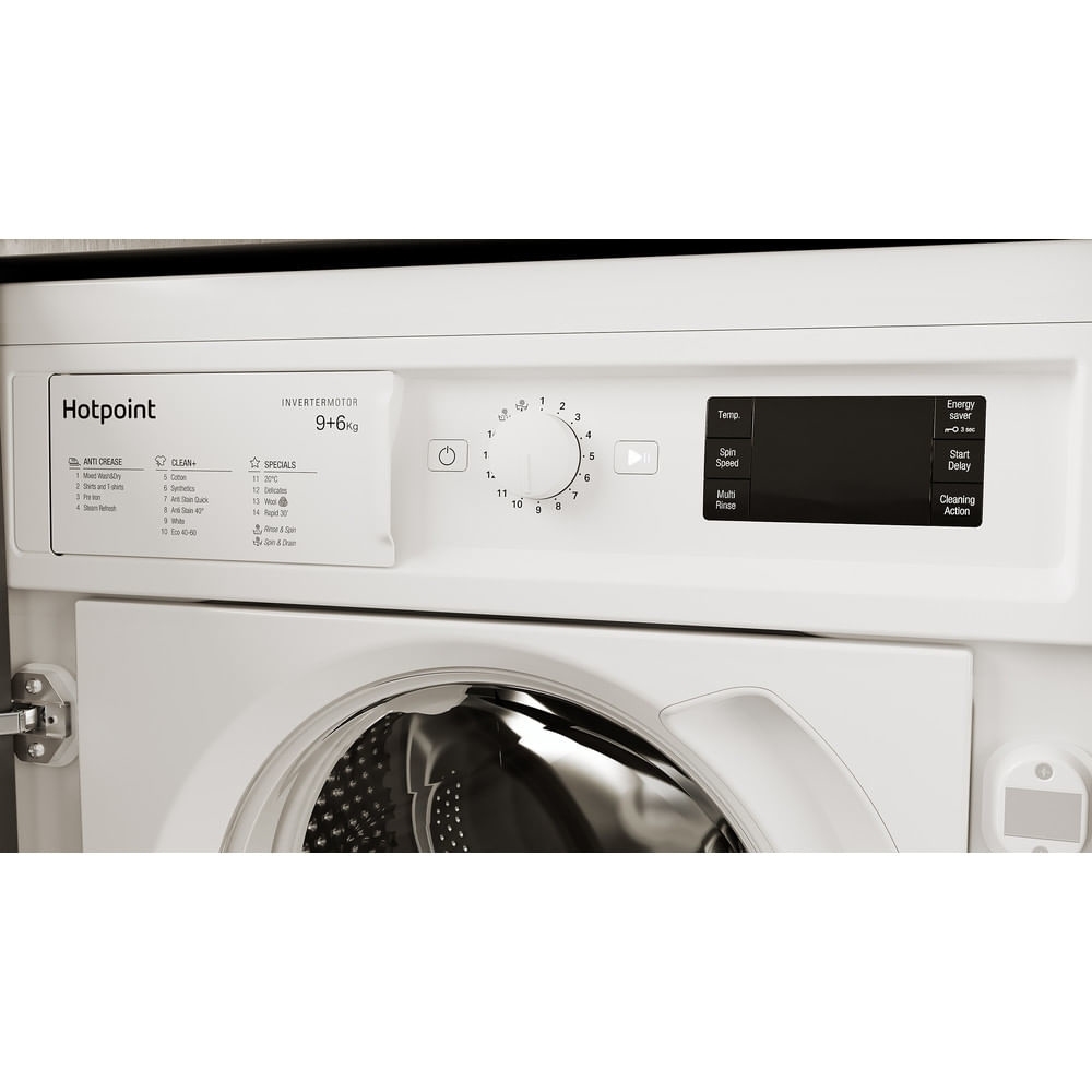 Hotpoint BIWDHG961485UK Integrated Washer Dryer, 9kg, 1400 Spin, White