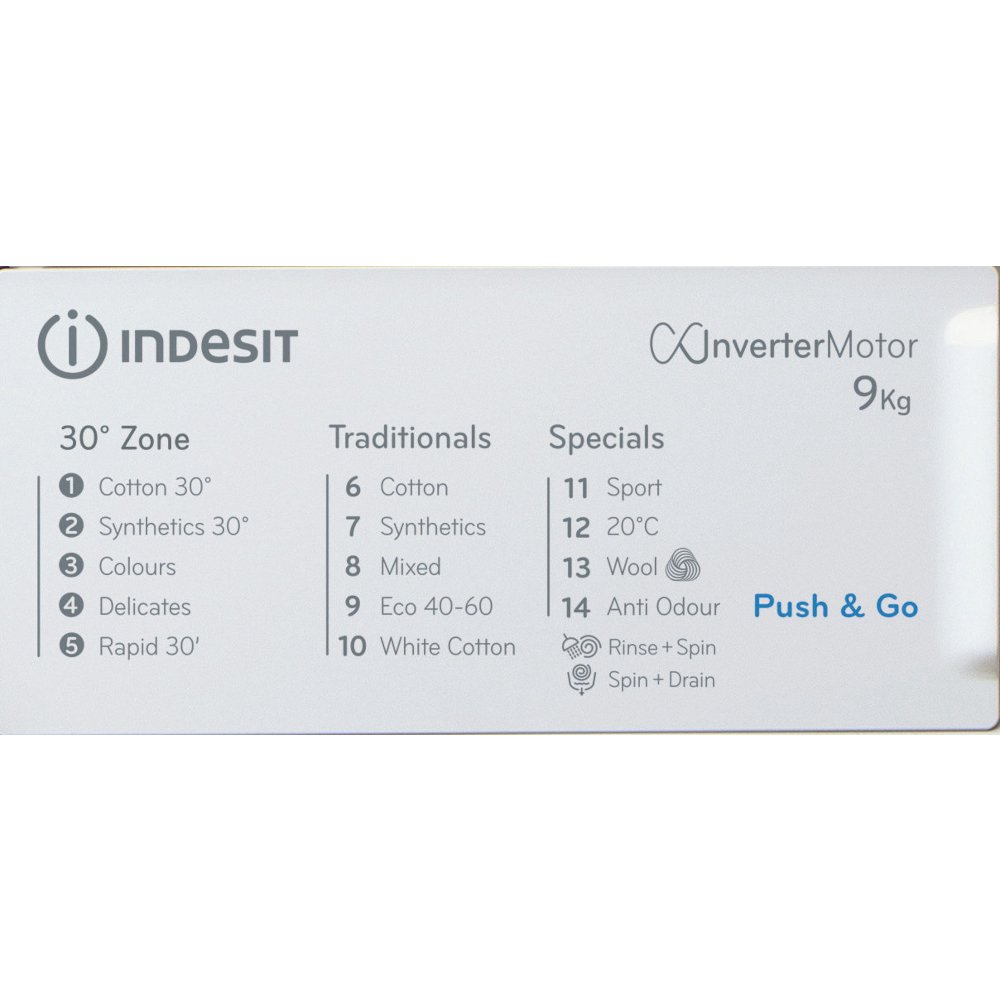 Indesit BIWMIL91485UK Integrated Washing Machine, 9kg, 1400 Spin, White, B Rated