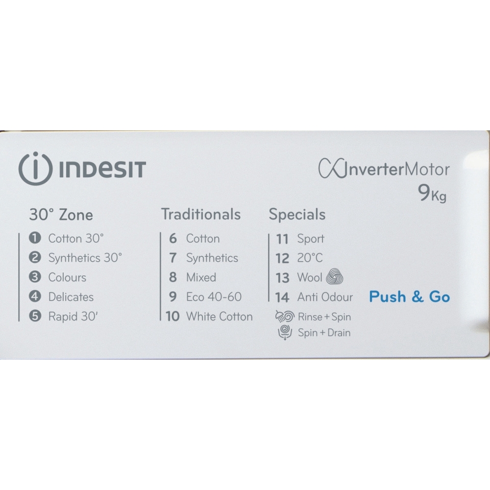 Indesit BIWMIL91485UK Integrated Washing Machine, 9kg, 1400 Spin, White, B Rated