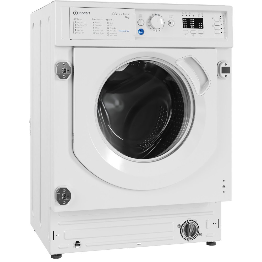 Indesit BIWMIL81485UK Integrated Washing Machine, 8kg, 1400 Spin, White, B Rated