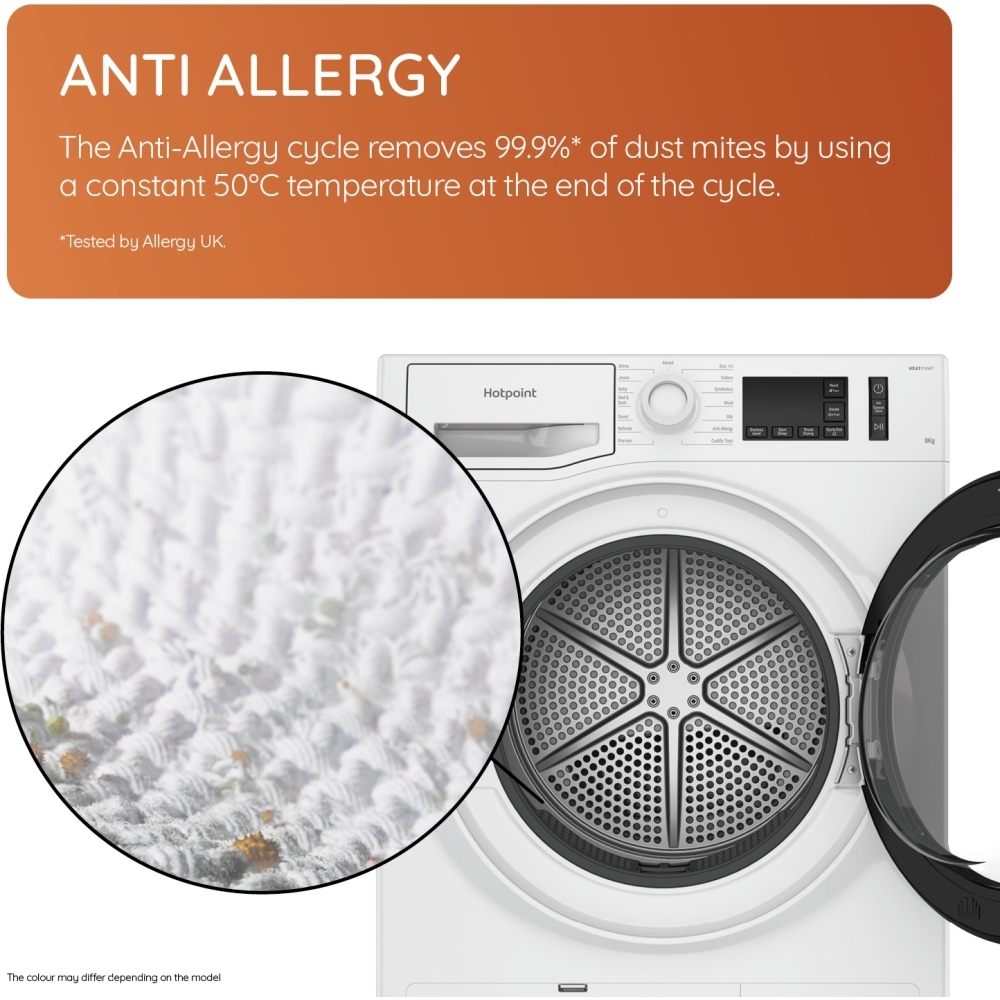 Hotpoint NTM1182SSKUK Heat Pump Tumble Dryer, 8kg, Silver, A++ Rated