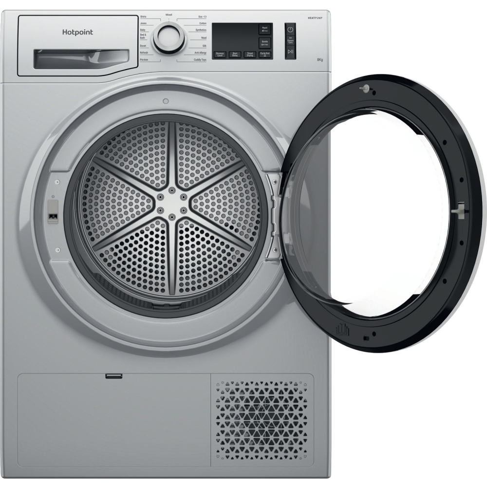 Hotpoint NTM1182SSKUK Heat Pump Tumble Dryer, 8kg, Silver, A++ Rated