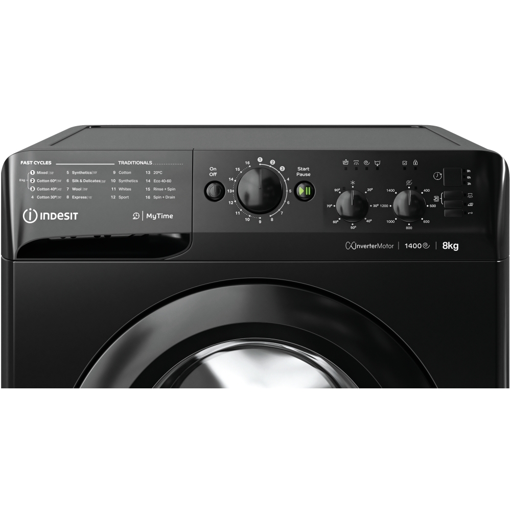 Indesit MTWC 81495 BK UK Washing Machine, 8kg, 1400 Spin, Black, B Rated