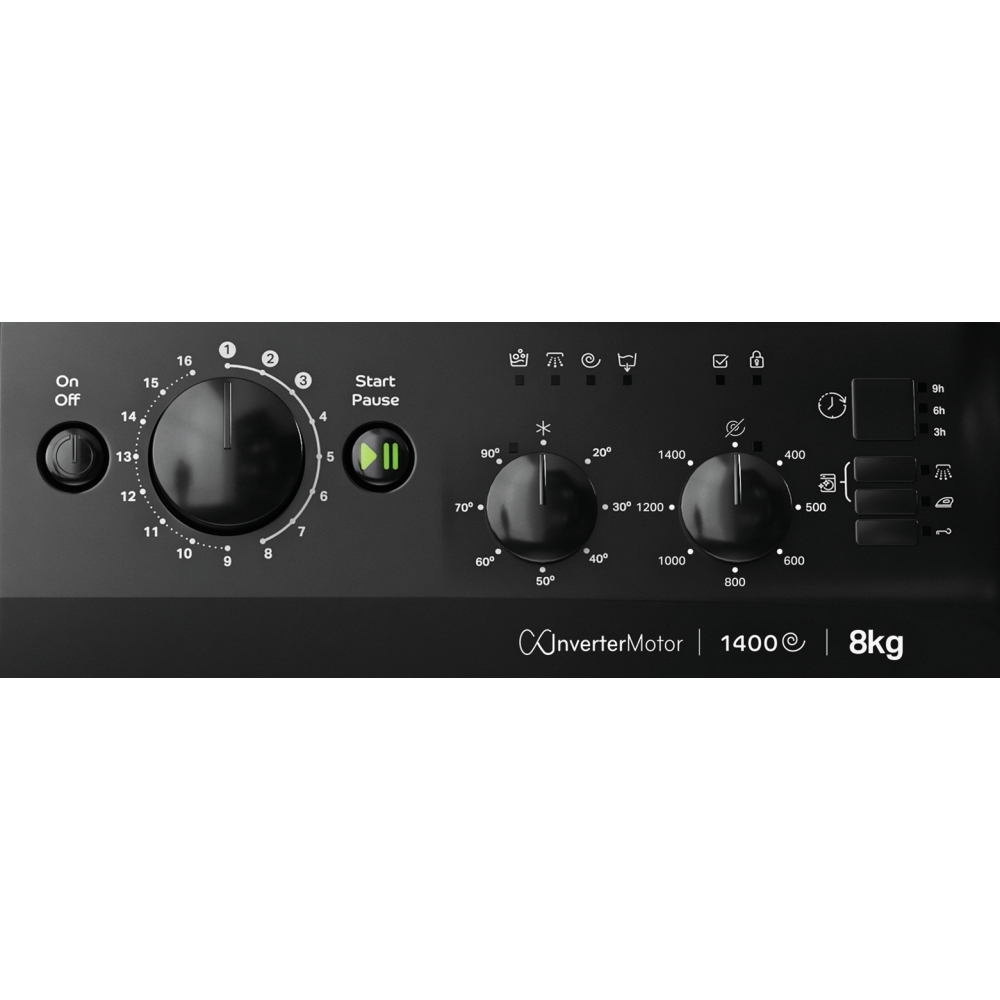 Indesit MTWC 81495 BK UK Washing Machine, 8kg, 1400 Spin, Black, B Rated