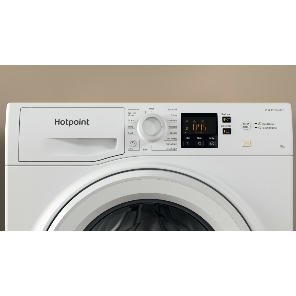 Hotpoint NSWM 846 W UK Washing Machine, 8kg, 1400 Spin, White, A Rated