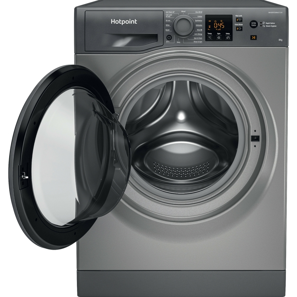 Hotpoint NSWM 846 GG UK Washing Machine, 8kg, 1400 Spin, Grey, A Rated