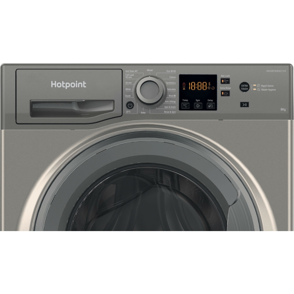 Hotpoint NSWM 846 GG UK Washing Machine, 8kg, 1400 Spin, Grey, A Rated