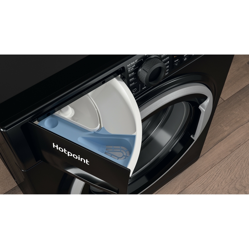 Hotpoint NSWM 846 BS UK Washing Machine, 8kg, 1400 Spin, Black, A Rated