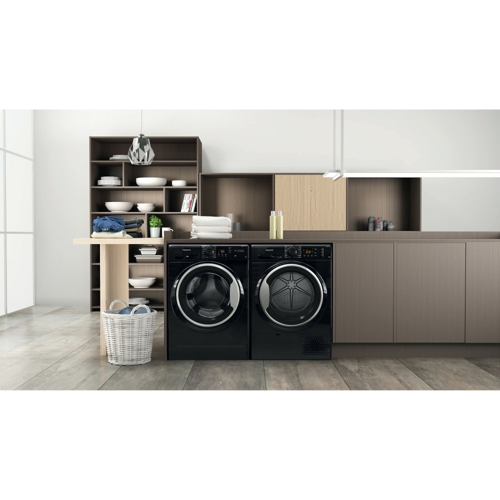 Hotpoint NSWM 846 BS UK Washing Machine, 8kg, 1400 Spin, Black, A Rated