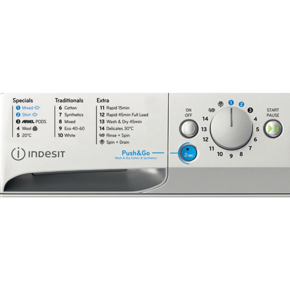 Indesit BDE 96436 SV UK Washer Dryer, 9kg/6kg, 1400 Spin, Silver, D Rated