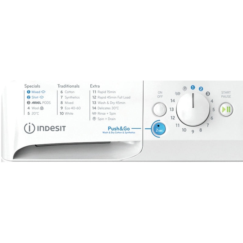 Indesit BDE 96436 WV UK Washer Dryer, 9kg/6kg, 1400 Spin, White, D Rated
