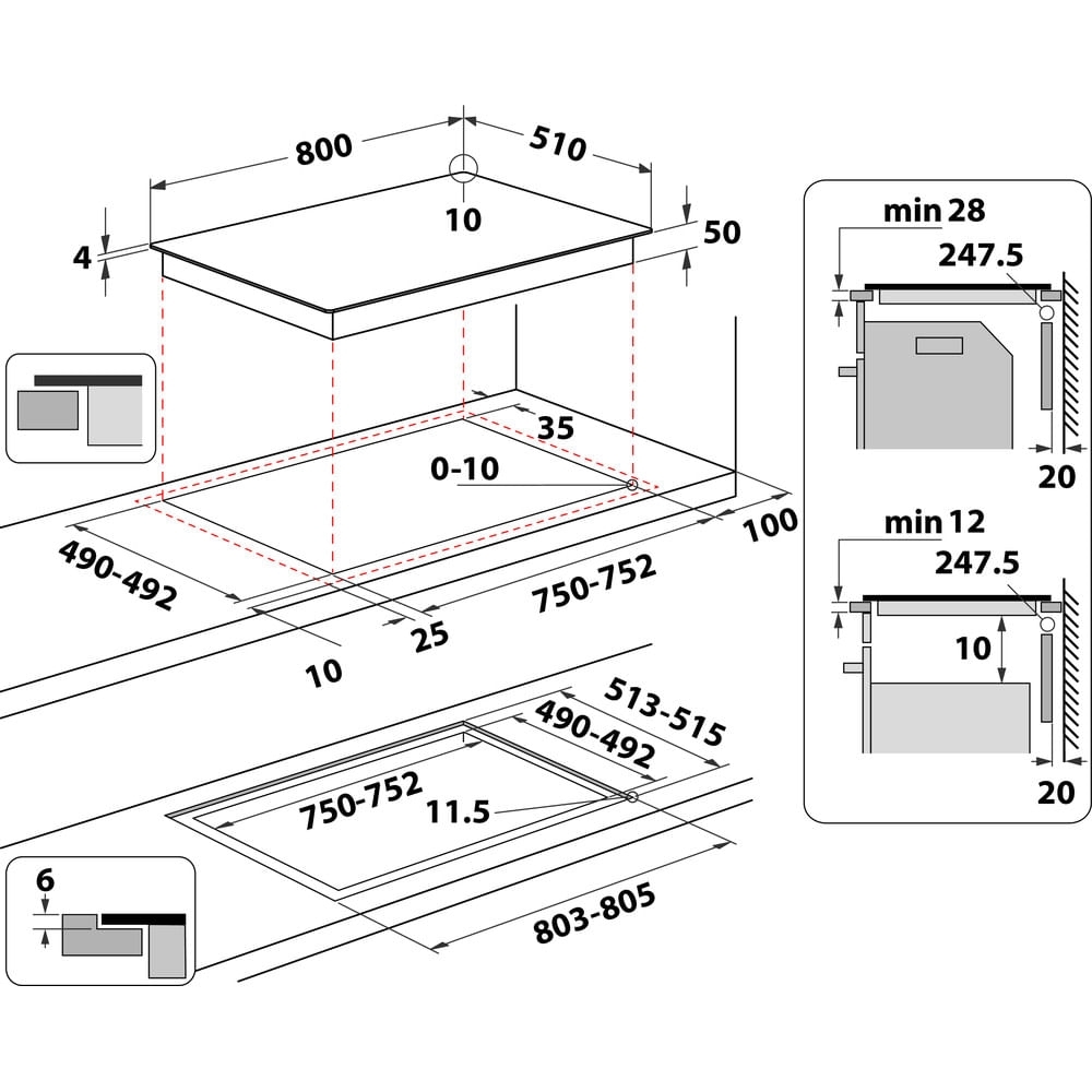 Hotpoint HTX8017DCF2 80cm Induction Hob, Black
