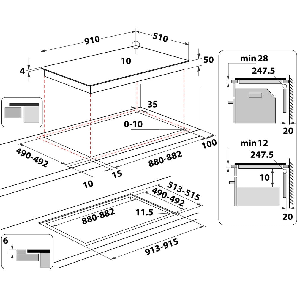 Hotpoint HEX9024DCFF2 91cm Induction Hob, Black