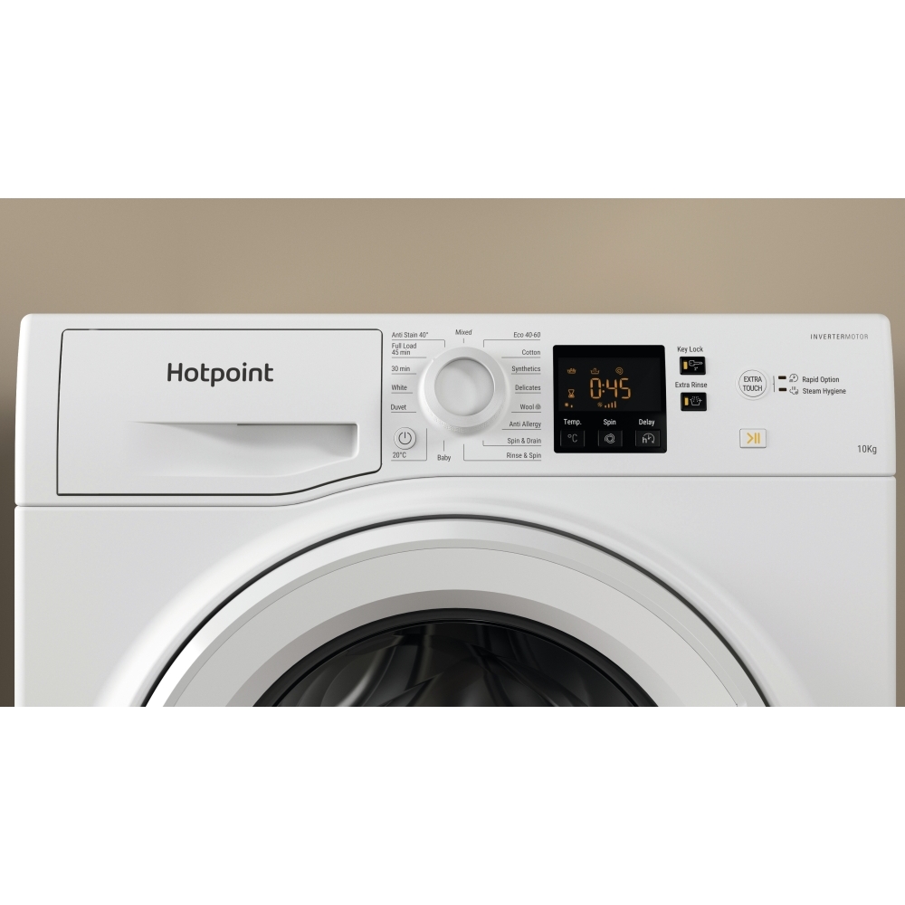 Hotpoint NSWM1046WUK Washing Machine, 10kg, 1400 Spin, White, A Rated