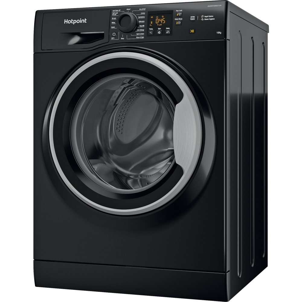 Hotpoint NSWM 1046 BS UK Washing Machine, 10kg, 1400 Spin, Black, A Rated