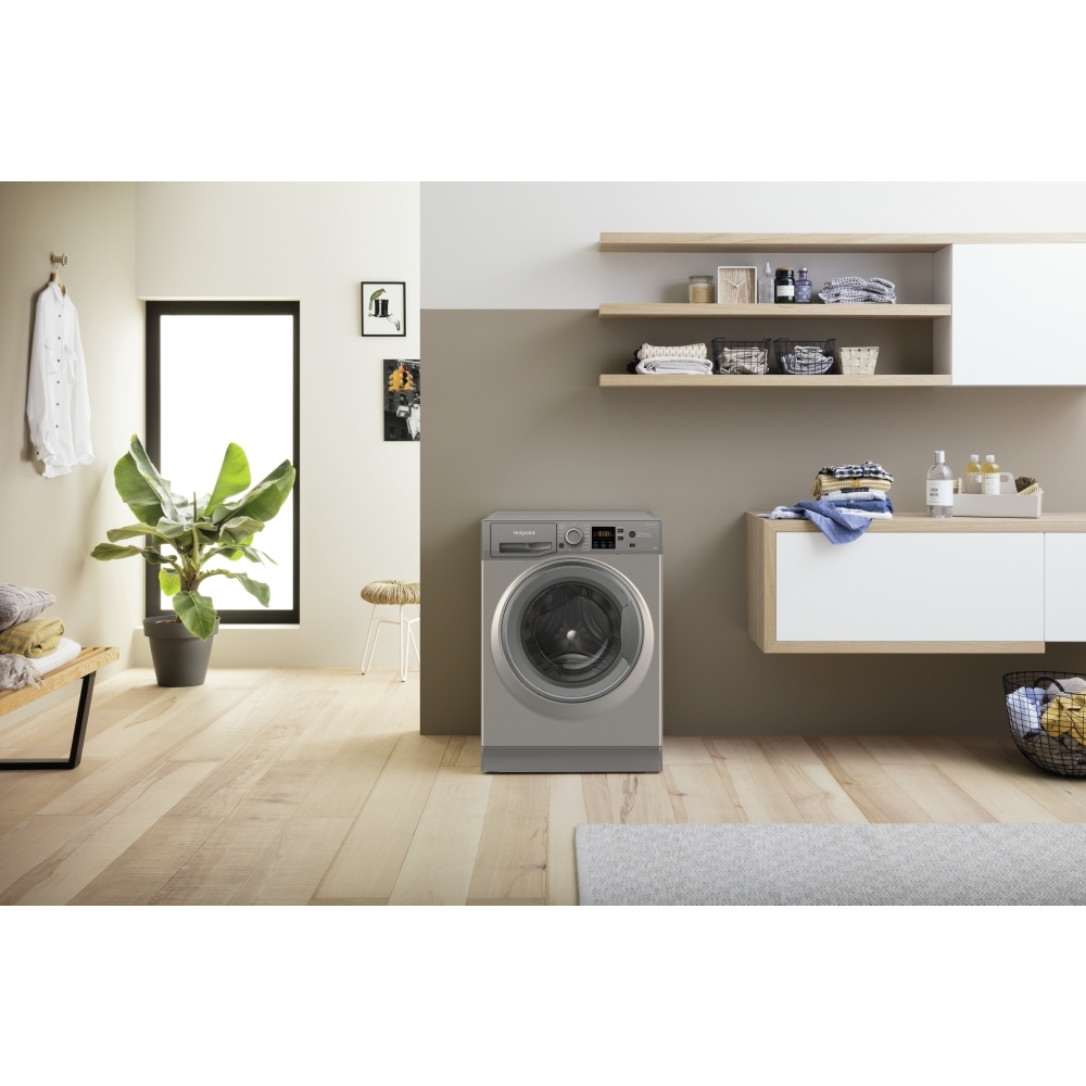 Hotpoint NSWM 946 GG UK Washing Machine, 9kg, 1400 Spin, Grey, A Rated