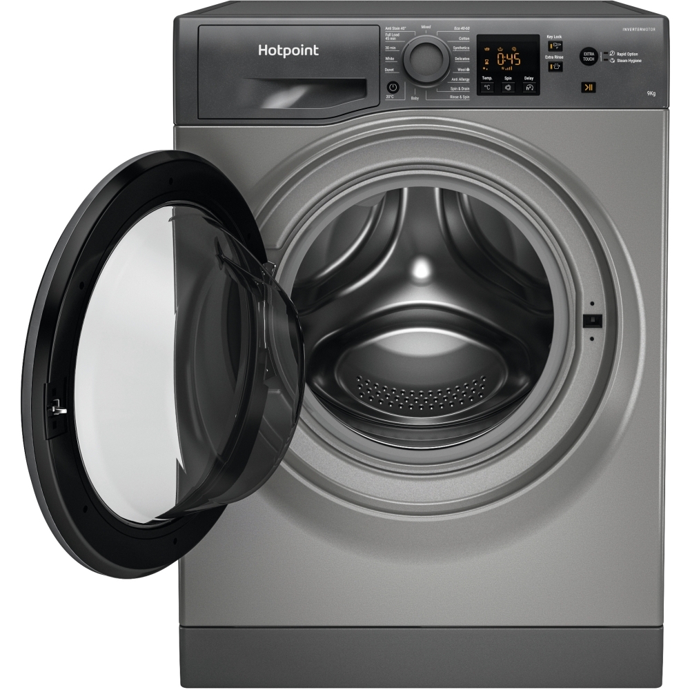 Hotpoint NSWM 946 GG UK Washing Machine, 9kg, 1400 Spin, Grey, A Rated