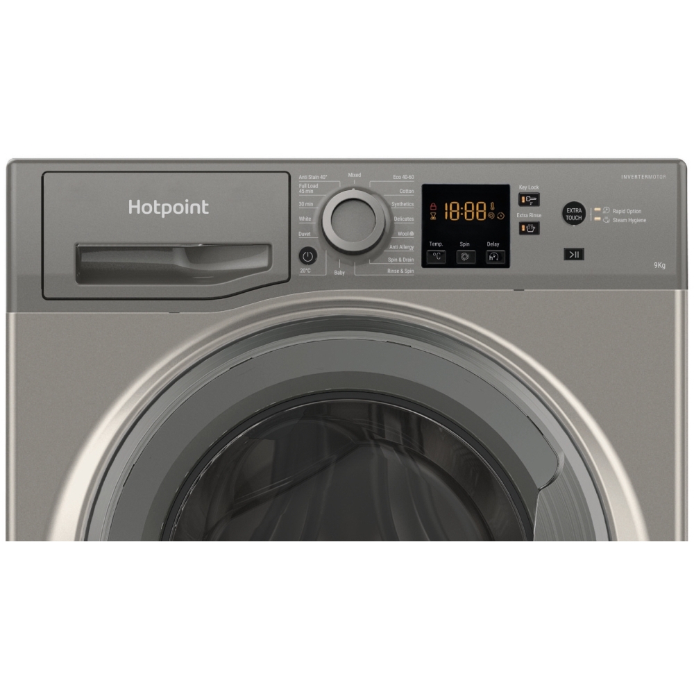 Hotpoint NSWM 946 GG UK Washing Machine, 9kg, 1400 Spin, Grey, A Rated