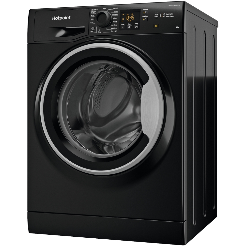 Hotpoint NSWM 946 BS UK Washing Machine, 9kg, 1400 Spin, Black, A Rated