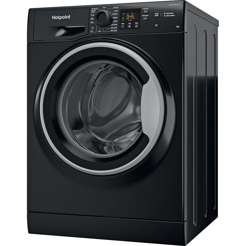 Hotpoint NSWF946BSUK Washing Machine, 9kg, 1400 Spin, Black, A Rated