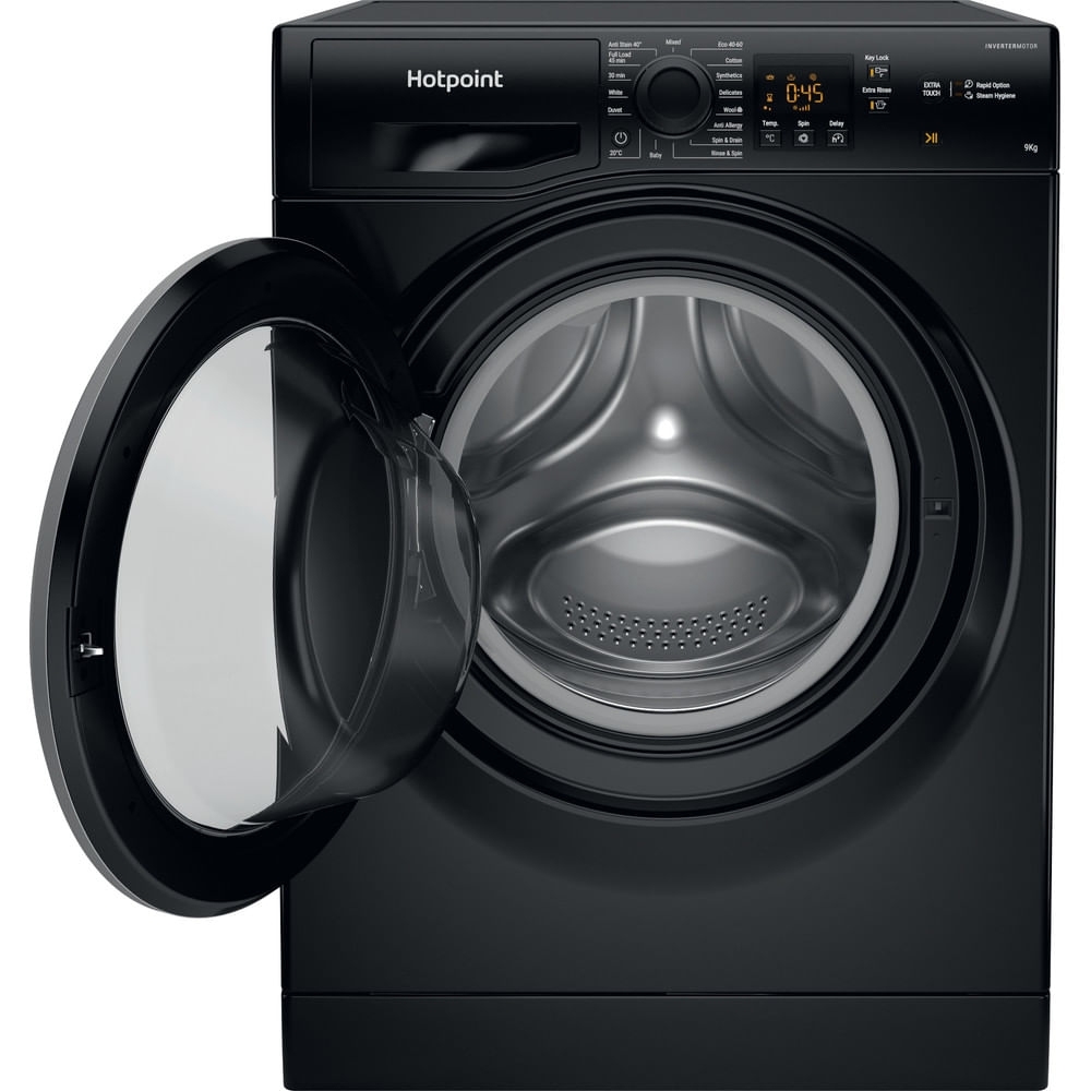 Hotpoint NSWF946BSUK Washing Machine, 9kg, 1400 Spin, Black, A Rated