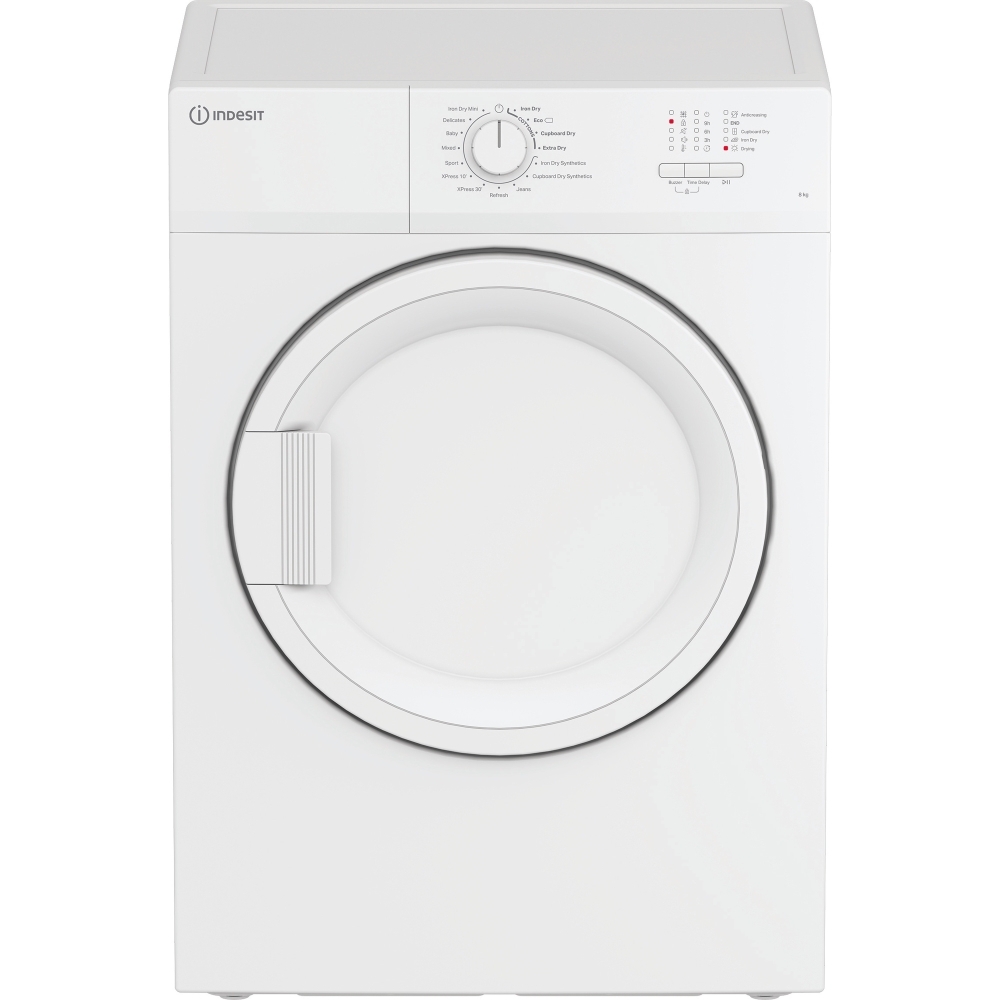Indesit C YD A81 WWGL UK Vented Tumble Dryer, 8kg, White, C Rated