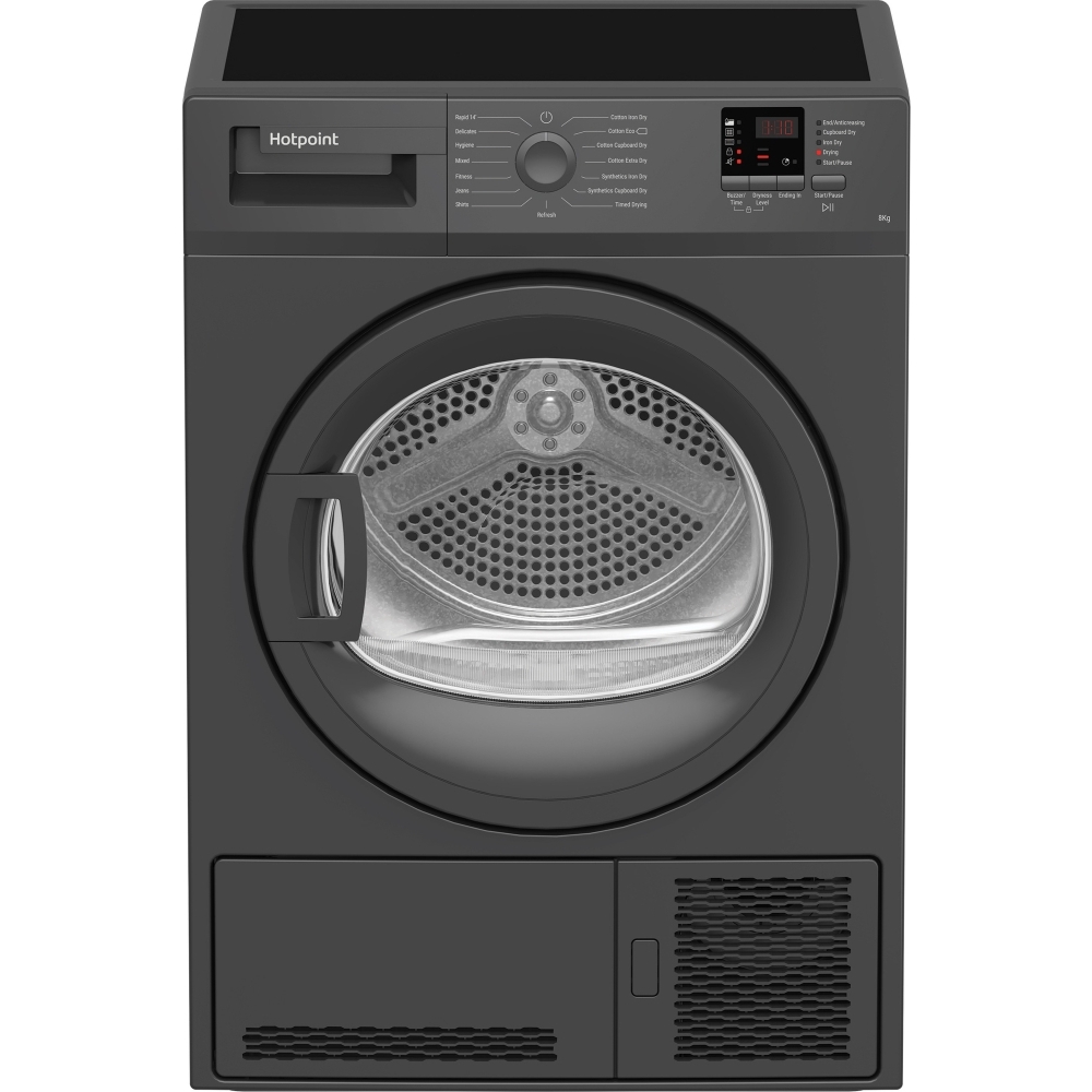 Hotpoint C HD C82 GGGD UK Condenser Tumble Dryer, 8kg, Grey, B