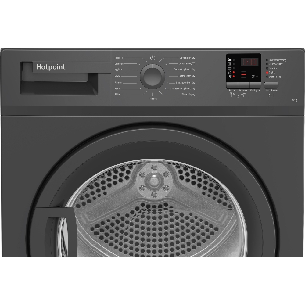 Hotpoint C HD C82 GGGD UK Condenser Tumble Dryer, 8kg, Grey, B Rated