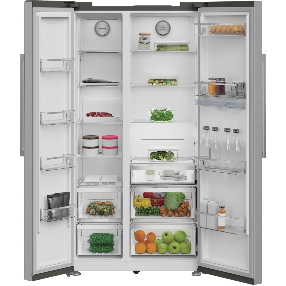 Hotpoint HPG2 6583W XP4UK American Fridge Freezer, Silver, E Rated,  Non-Plumbed