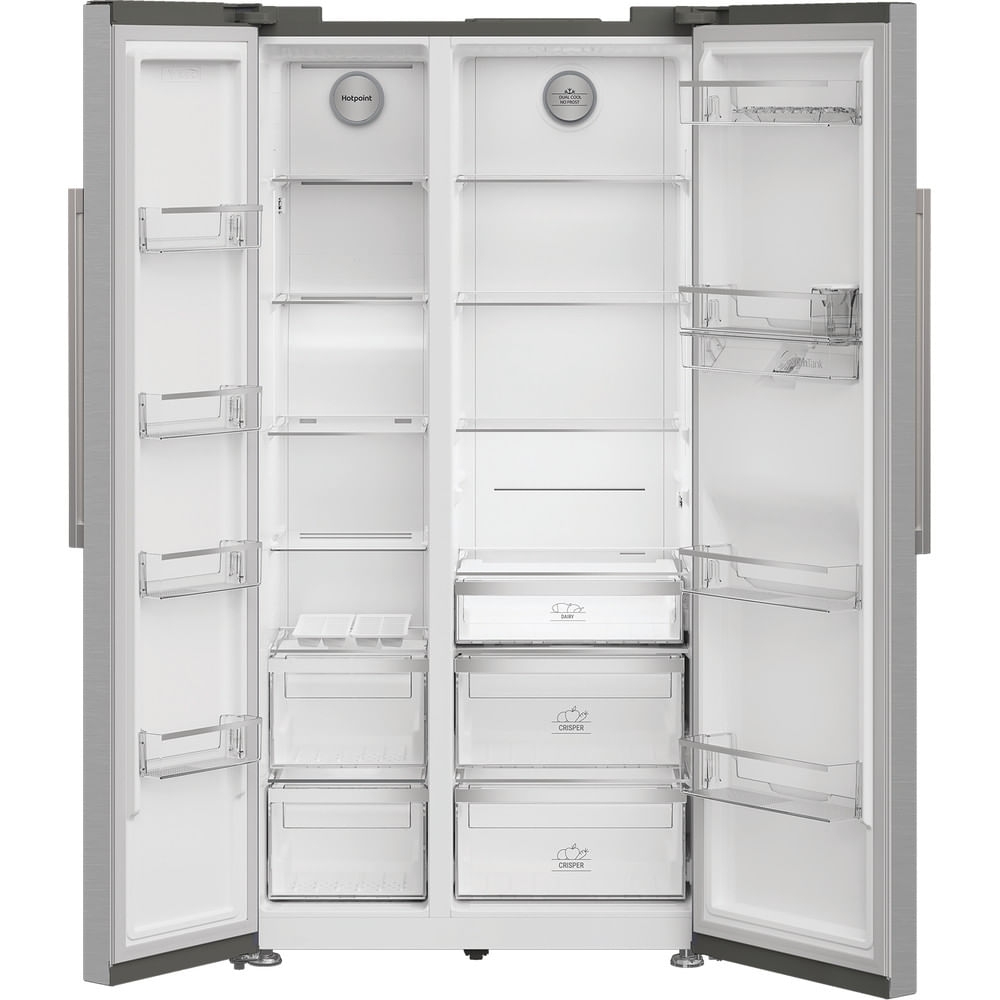 Hotpoint HPG2 6583W XP4UK American Fridge Freezer, Silver, E Rated,  Non-Plumbed
