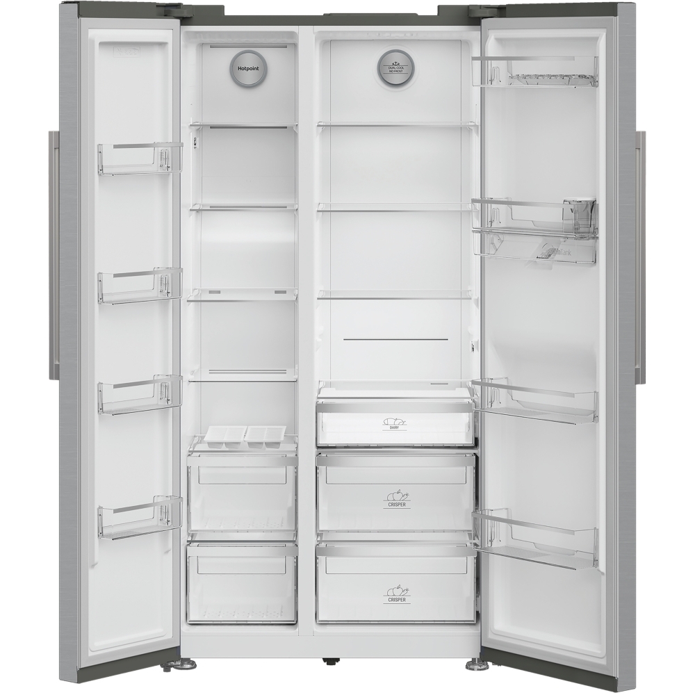 Hotpoint HPG2 6583W XP4UK American Fridge Freezer, Silver, E Rated,  Non-Plumbed