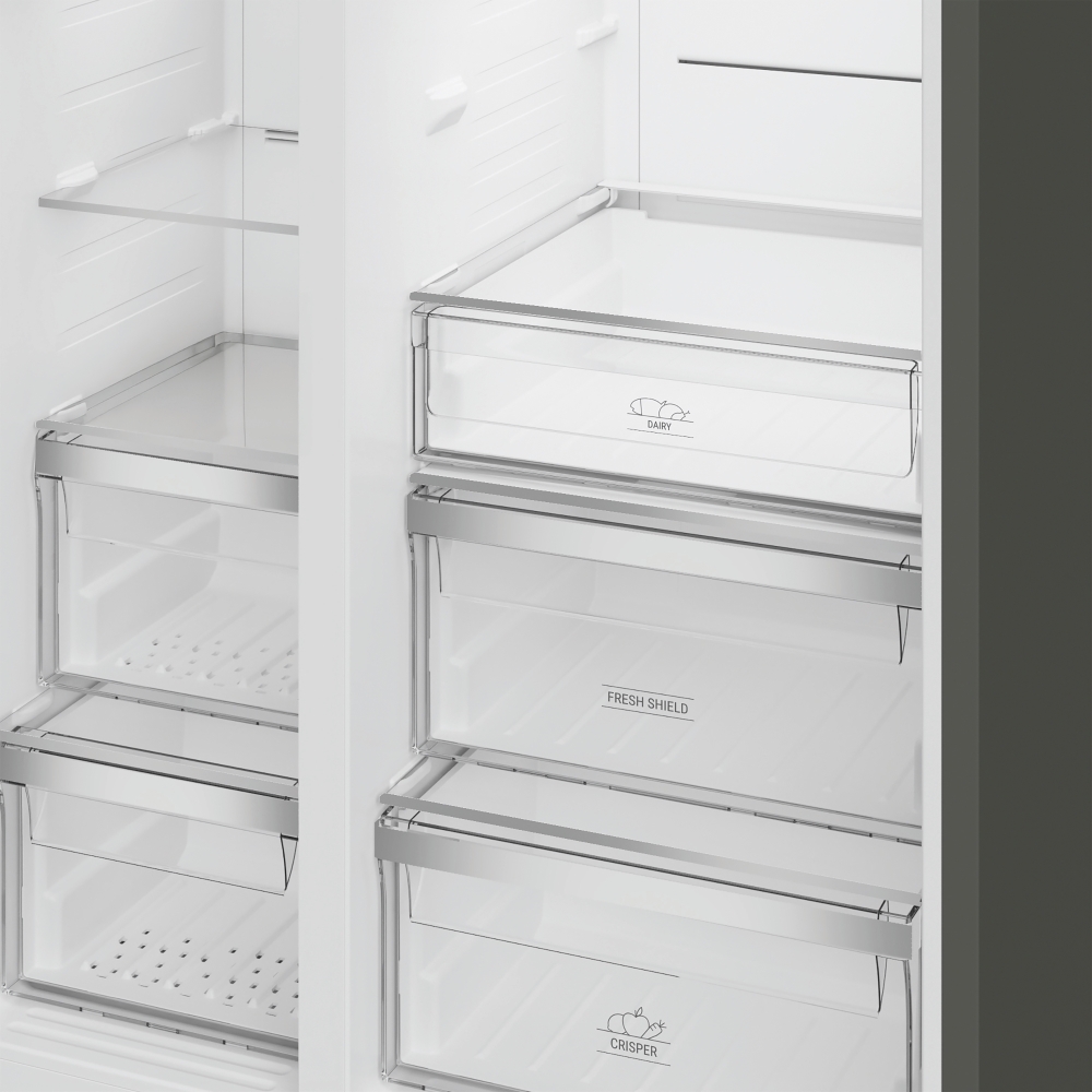 Hotpoint HPG2 6574W XBR5UK American Fridge Freezer,  Plumbed, Grey, D Rated