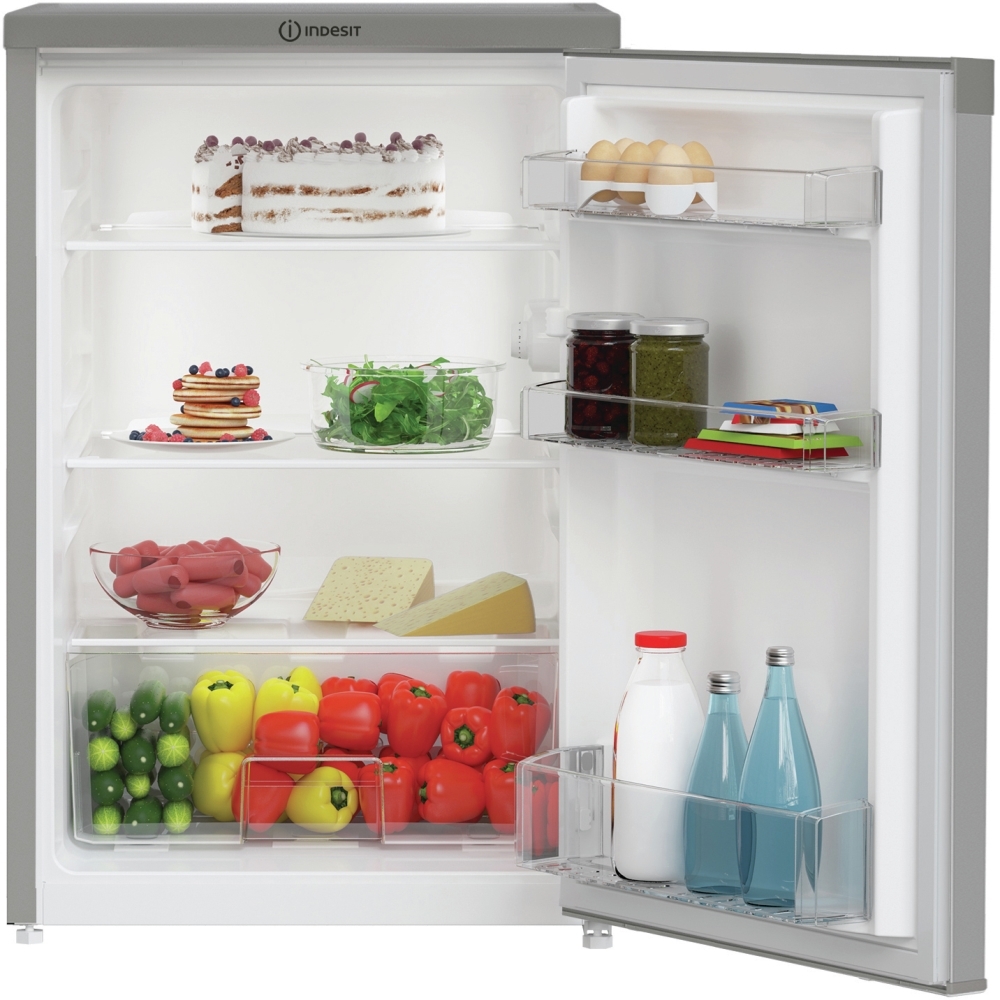 Indesit I55R1 112S UK Under Counter Larder Fridge, Silver, E Rated