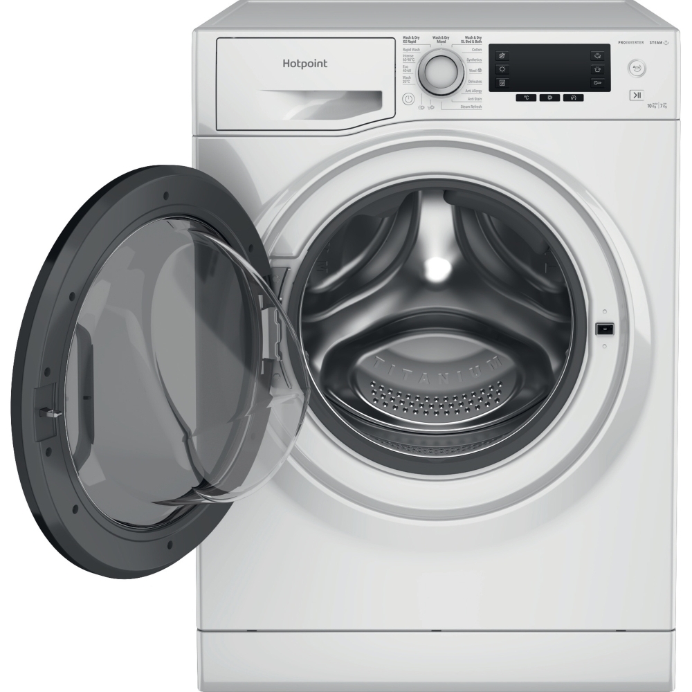 Hotpoint NDD 10748 DA UK Washer Dryer, 10kg/7kg, 1400 Spin, White, C Rated