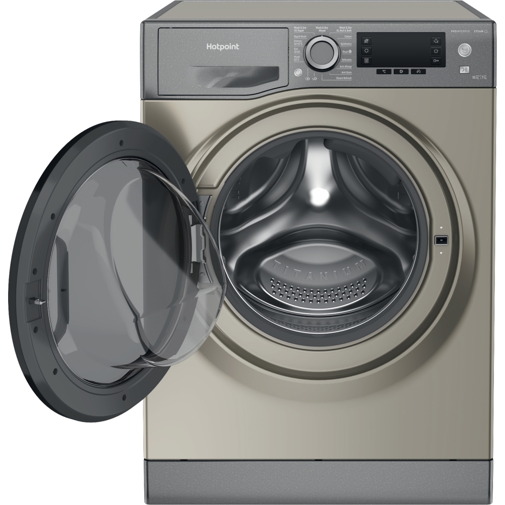 Hotpoint NDD 10748 GDA UK Washer Dryer, 10kg/7kg, 1400 Spin, Grey, C Rated