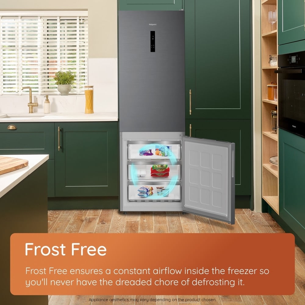 Hotpoint HPKH1262B4UK No Frost Integrated Fridge Freezer, Sliding Hinge, 50/50, White, E Rated