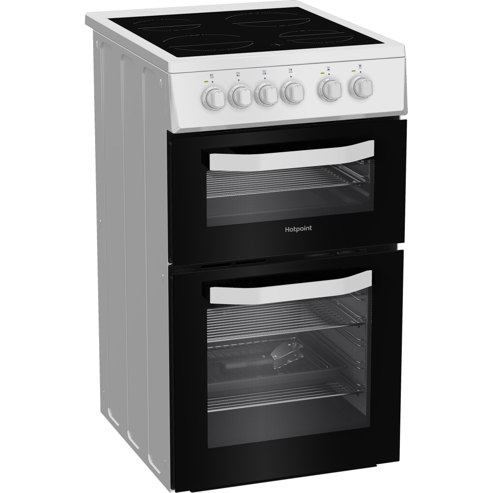 Hotpoint HTE5VCW Ceramic Electric Cooker with Separate Grill, White, A Rated