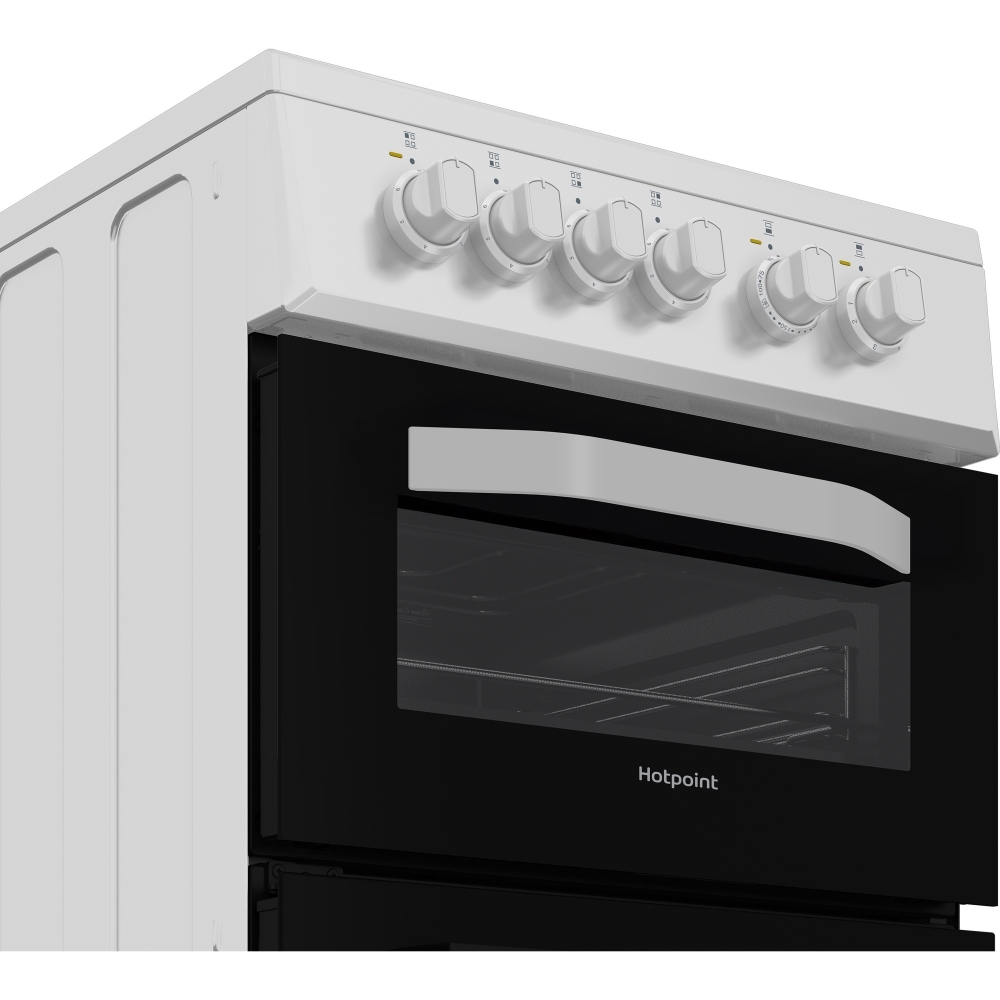 Hotpoint HTE5VCW Ceramic Electric Cooker with Separate Grill, White, A Rated