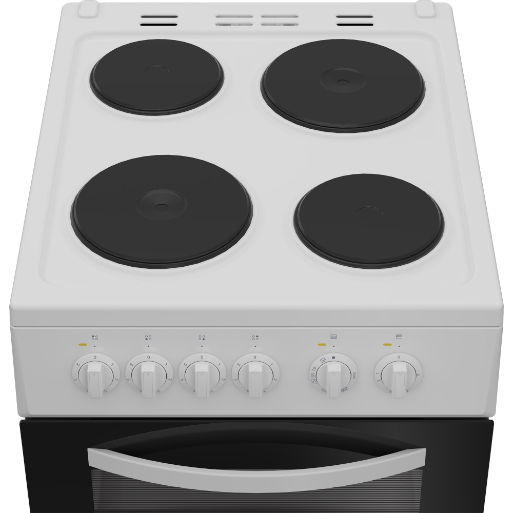 Indesit ITE5EMW Solid Plate Electric Cooker with Separate Grill, White, A Rated