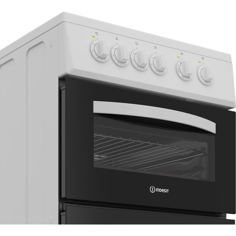 Indesit ITE5VMW Ceramic Electric Cooker with Separate Grill, White, A Rated
