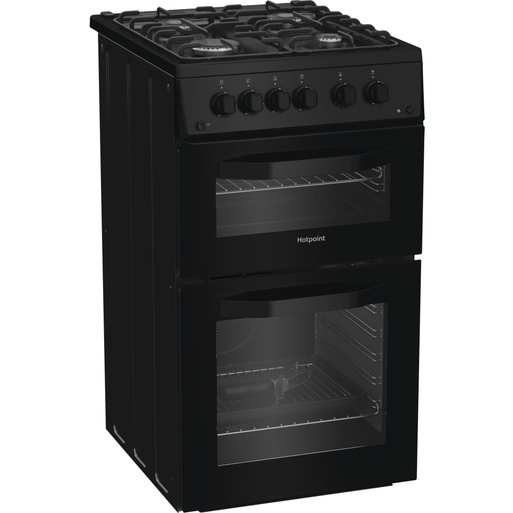 Hotpoint HTG5GCB Gas Cooker with Separate Grill, Black, A+ Rated