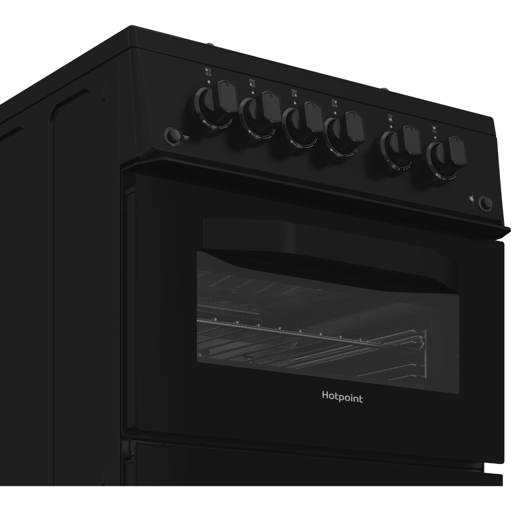 Hotpoint HTG5GCB Gas Cooker with Separate Grill, Black, A+ Rated
